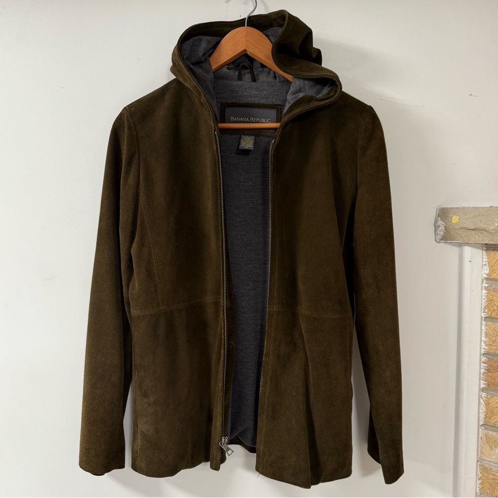 Dark green suede jacket with hood